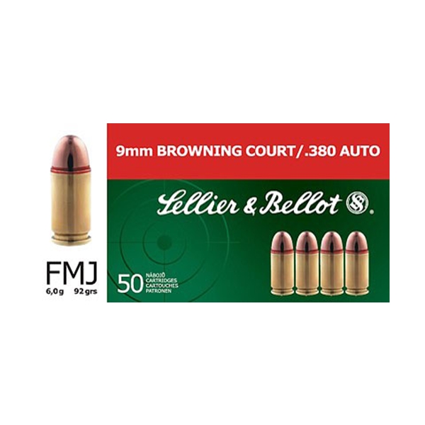 S&b 380 Acp 92gr Fmj-rn - 50rd 20bx/cs