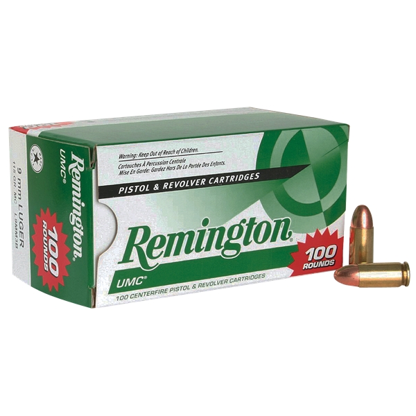 Remington Ammunition Umc, Rem 23765 L9mm3b   Umc 9mm Vp      115mc   100/6