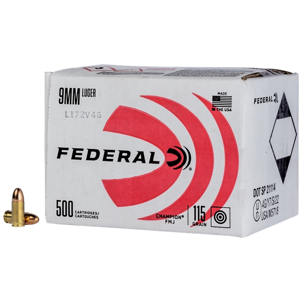 Federal Power-shok, Fed C9115a50    9mm Luger 115gr Fmj  Bulk    500/1