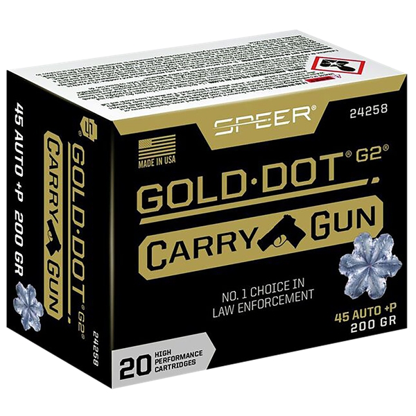 Speer Ammo Gold Dot, Speer 24258   Carry Gun 45a+p 200 Gdhp       20/10