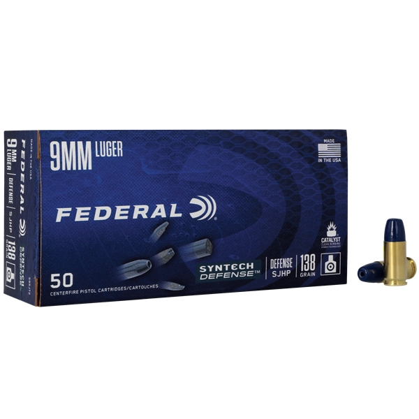 Federal 9mm Luger 138gr Sjhp - 50rd 20bx/cs Synthetic Defense