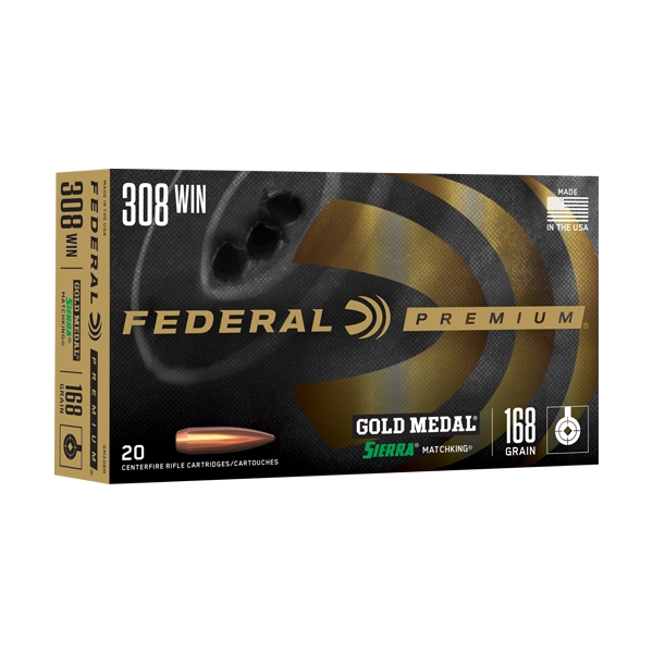 Federal Gold Medal 308win 168g - 20rd 10bx/cs Sierra Matchking