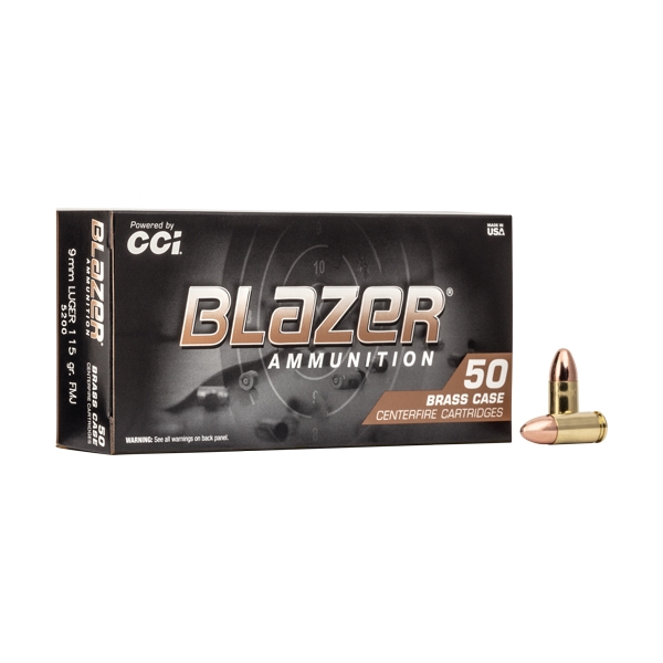 Cci 9mm Luger 115gr Fmj Blazer - 50rd 20bx/cs Brass