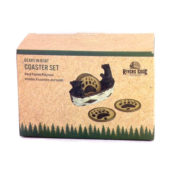 Rivers Edge Bears In A Boat - Coaster Set 4-piece