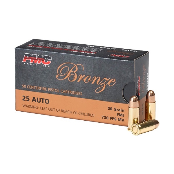 Pmc 25 Acp 50gr Fmj-rn - 50rd 20bx/cs