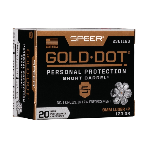 Speer Gold Dot Short Bbl 9mm - 20rd 10bx/cs Lugr+p 124gr Gdhp