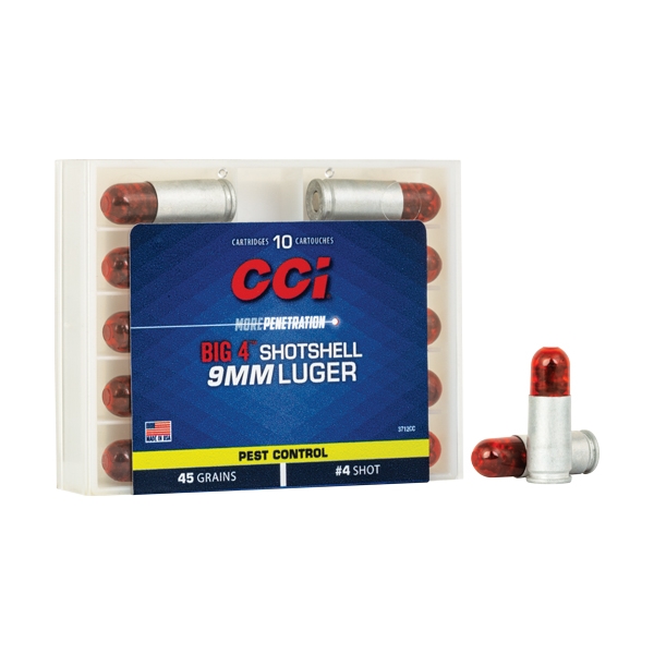 Cci 9mm Luger Shotshells 53gr - 10rd 20bx/cs #4 Shot