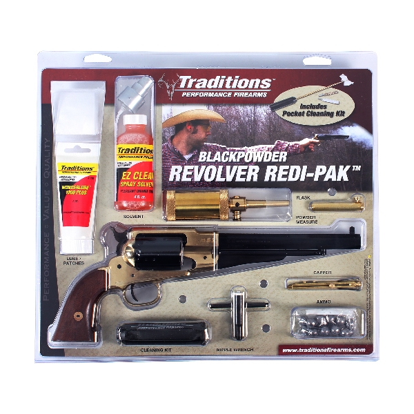 Traditions Bp Revolver 1858 - Rem .44 Cal Brass/wal Redi-pak