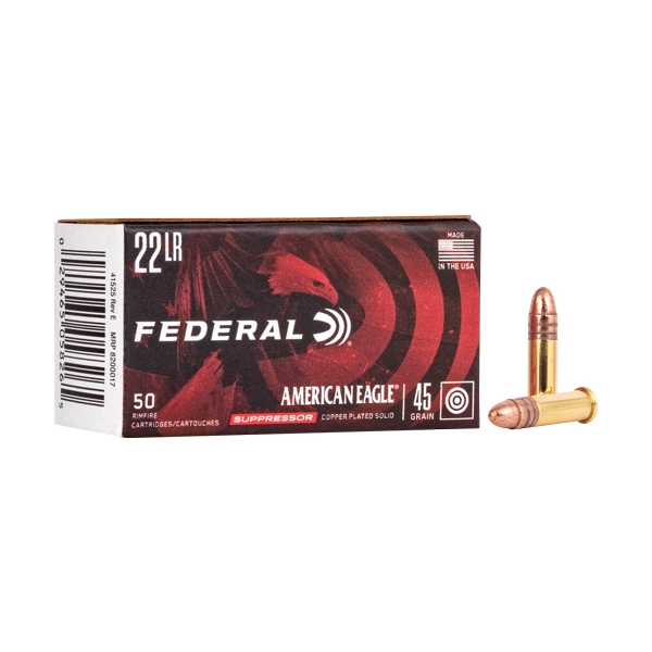 Federal 22lr Suppressor 45gr - Copper Pltd Lead 50rd 100bx/cs