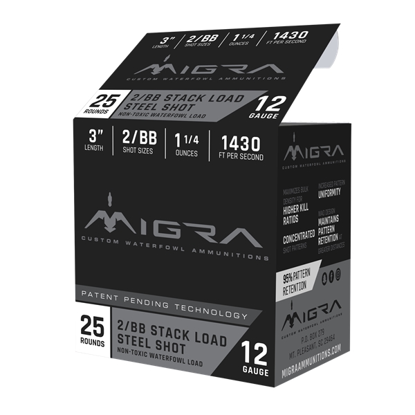 Migra Ammunition Combinational, Migra M12s2bb   Staxd 12ga 3"    2-bb       25/10