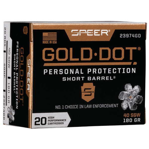 Speer Ammo Gold Dot, Speer 23974gd Gold Dot 40s    180 Hp Sb      20/10