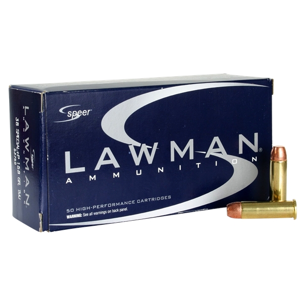 Speer Ammo Lawman, Speer 53750 Lawman 38s+p   158 Tmj           50/20