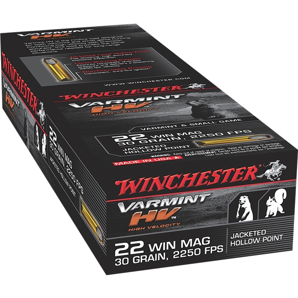 Winchester Ammo Varmint Hv, Win S22m2 Sup 22 Win Mag 30 Jhp     50/40