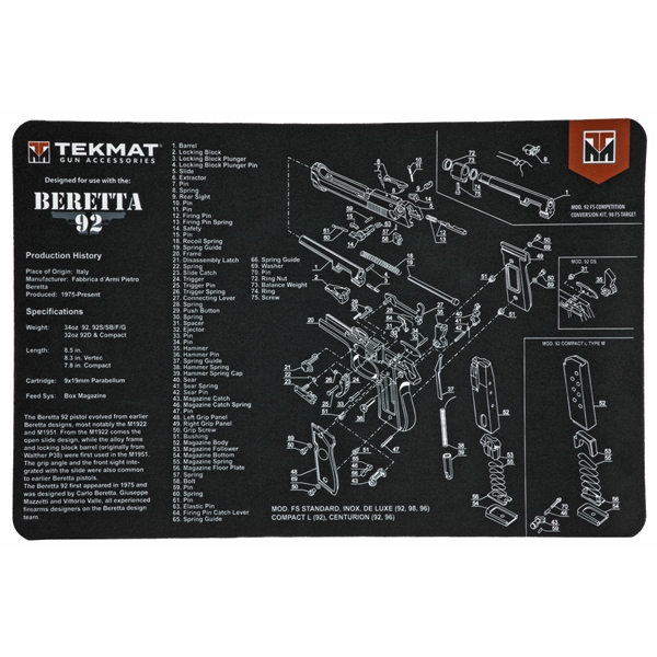 Tekmat Pistol Mat Beretta 92 Blk