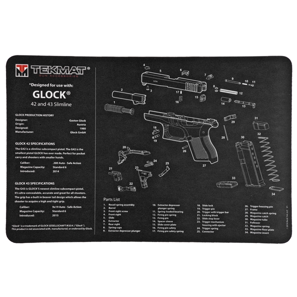 Tekmat Pistol Mat For Glk 42/43 Blk