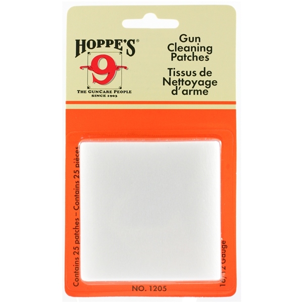 Hoppes Clng Patch 16-12ga 25/bag