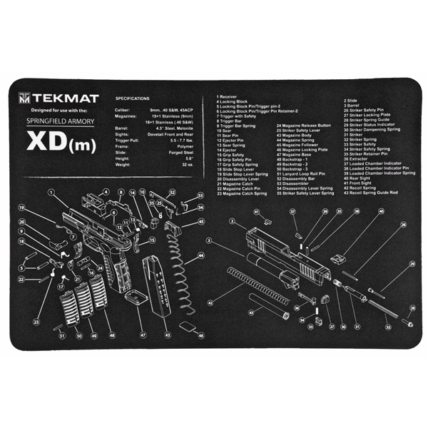 Tekmat Pistol Mat Sprngfld Xdmdm Blk