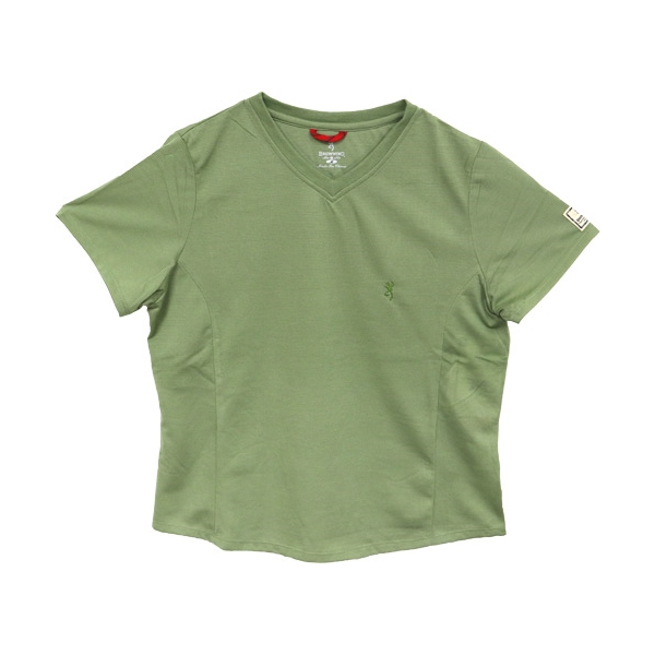 Browning Women's Ss V-neck - Prfrmnce Tshirt Lg Leaf Green<