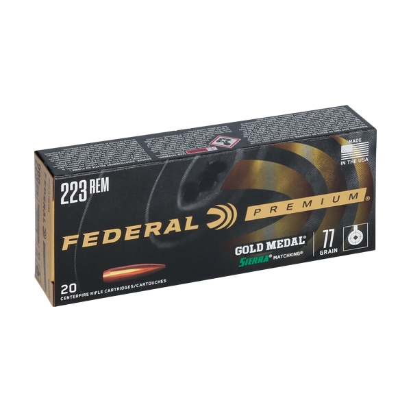 Federal Gold Medal 223 Rem 77g - 20rd 10bx/cs Sierra Matchking