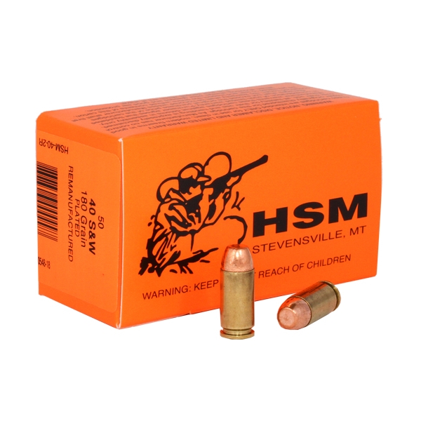 Hsm Rmfg 40s&w 180gr Plated - 50rd 20bx/cs Lead Round Nose