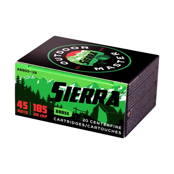 Sierra Outdoor Master - 45acp 185gr Jhp 20rd 10bx/cs