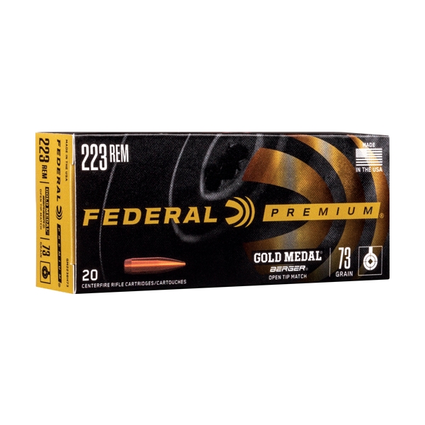 Federal Gold Medal 223rem 73gr - 20rd 10bx/cs Berger Hybrd Bthp