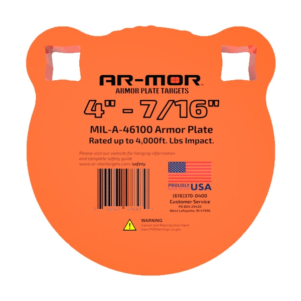 Ar-mor 4" Mil46100 Steel Gong - 7/16" Thick Steel Orange Round