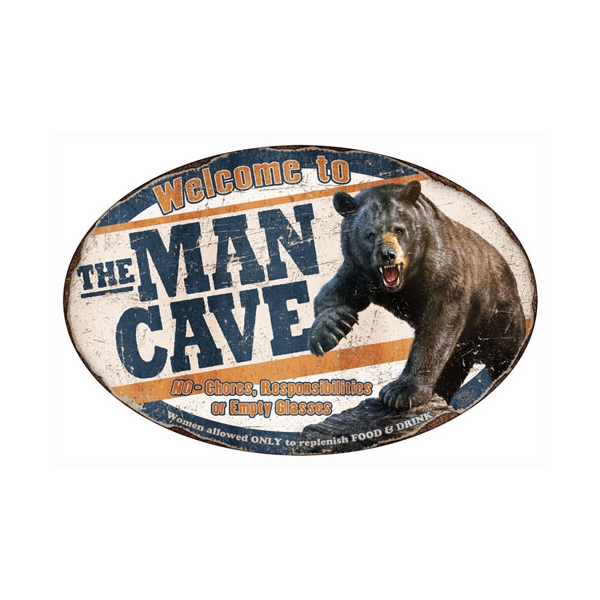 Rivers Edge Man Cave Bear Tin - Sign