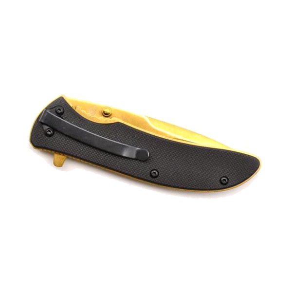 Guard Dog Knife Blk G10 Handle - Gold Blade Folder 3.5" Blade!