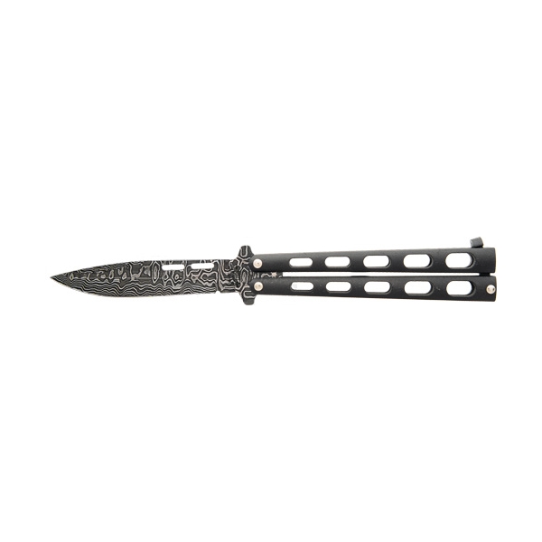 Bear & Son Butterfly Knife - 3.38" Black Damascus