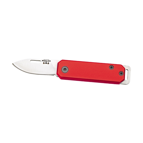 Bear & Son Slip Joint Folder - 1.5" Red/ss Aluminum Handle