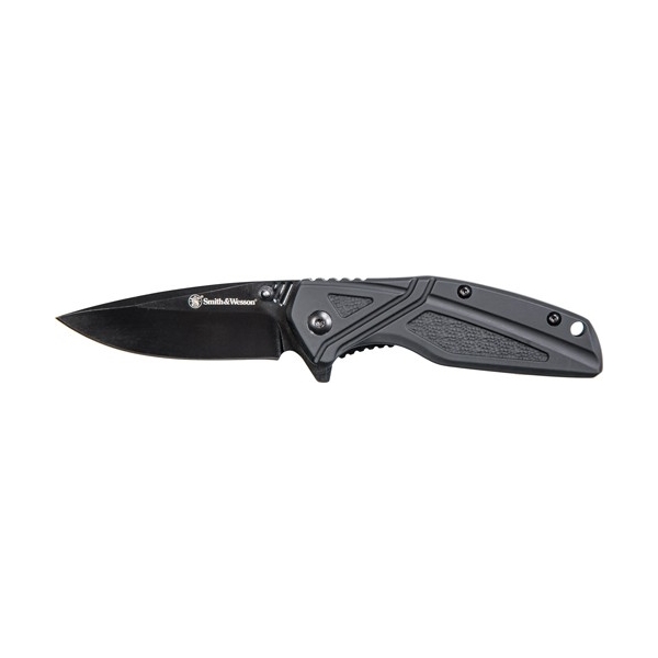 S&w Knife Black Rubber 3" Blk - Oxide Blade W/pocket Clip