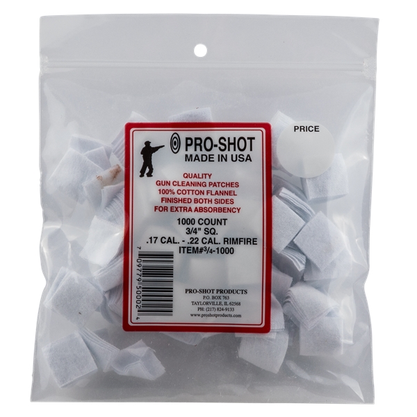 Pro-shot Cleaning Patches, Proshot 3/4-1000       17-22c 3/4" Patch 1000