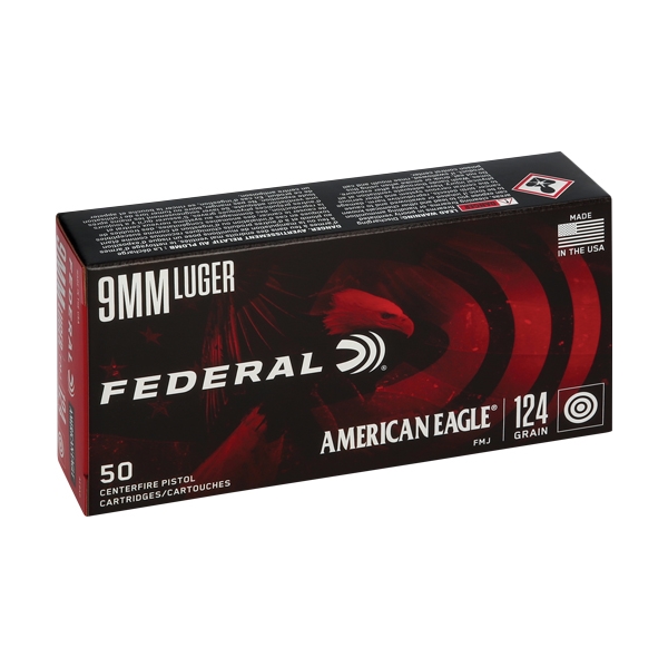 Federal Ae 9mm Luger 124gr Fmj - 50rd 20bx/cs