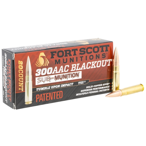 Fort Scott Munitions Tumble Upon Impact (tui), Fsm 300-190-scvss    300bo  190gr Subsonic   20/25