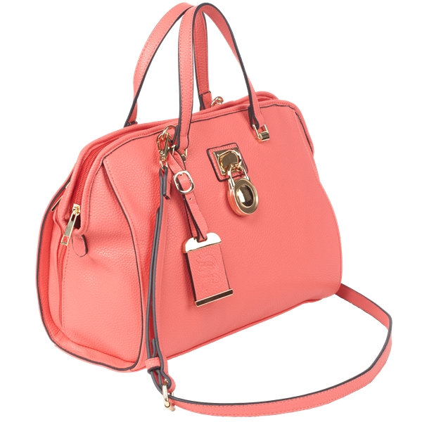 Bulldog Satchel Style Purse Coral