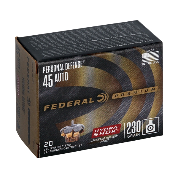 Federal Premium 45acp 230gr - 20rd 25bx/cs Hydra-shok Jhp