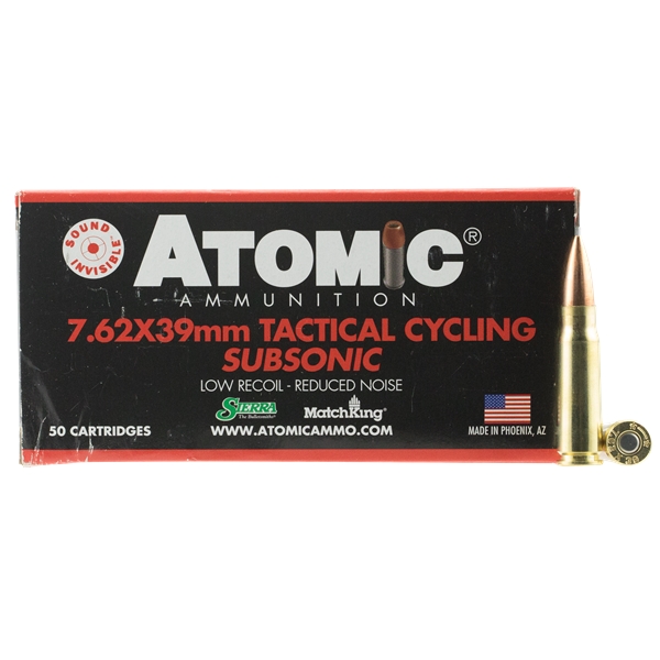 Atomic 7.62x39 Subsonic 220gr - Bthp 50rd 10bx/cs