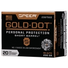 Speer Gold Dot Short Bbl 45acp - 20rd 10bx/cs 230gr Gdhp Short