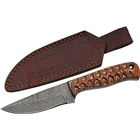 Szco Rite Edge 4" Red Twisted - Wood Hunter Damascus W/sheath